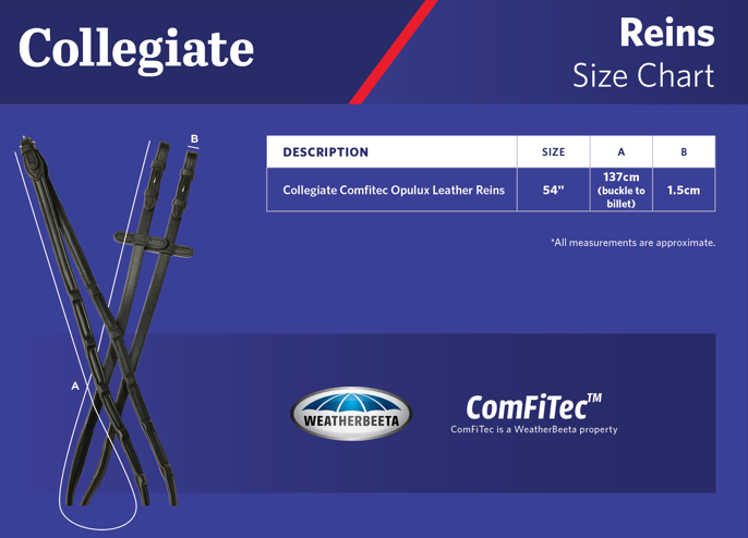 Collegiate Comfitec Opulux Leather Reins 24  Size Chart